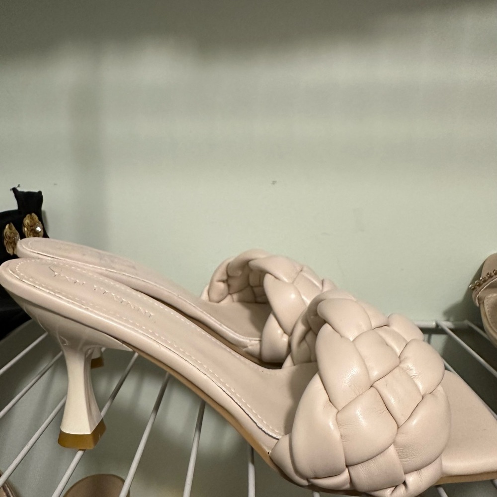 NEW Cream braided kitten heel